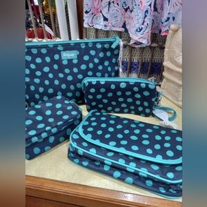 Thirty-One Navy Lots Of Dots  Accessory Set 4 Pieces